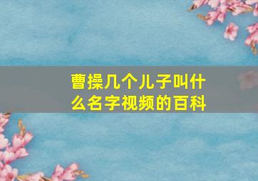 曹操几个儿子叫什么名字视频的百科