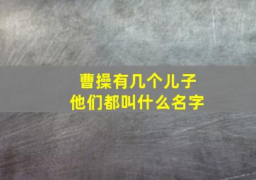 曹操有几个儿子他们都叫什么名字