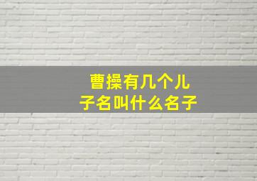 曹操有几个儿子名叫什么名子