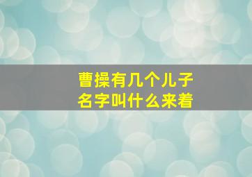 曹操有几个儿子名字叫什么来着