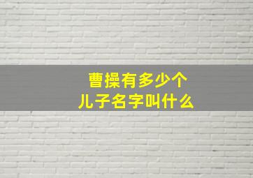 曹操有多少个儿子名字叫什么