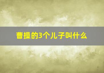 曹操的3个儿子叫什么