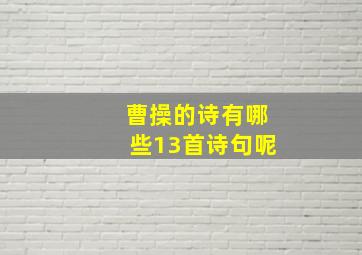 曹操的诗有哪些13首诗句呢