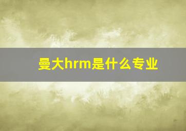 曼大hrm是什么专业