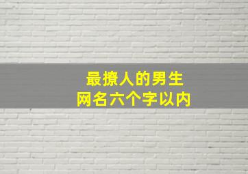 最撩人的男生网名六个字以内