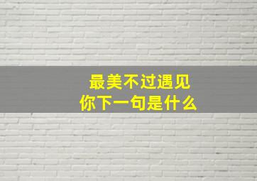 最美不过遇见你下一句是什么