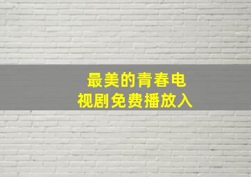 最美的青春电视剧免费播放入