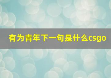 有为青年下一句是什么csgo