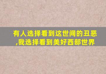 有人选择看到这世间的丑恶,我选择看到美好西部世界