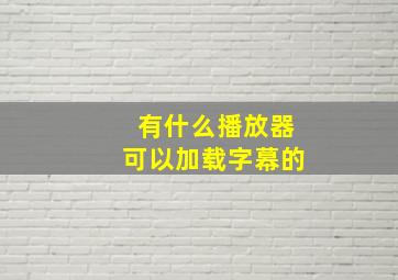 有什么播放器可以加载字幕的