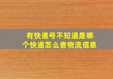 有快递号不知道是哪个快递怎么查物流信息