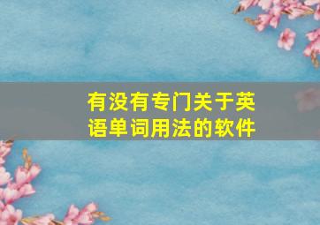 有没有专门关于英语单词用法的软件