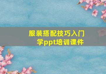 服装搭配技巧入门学ppt培训课件