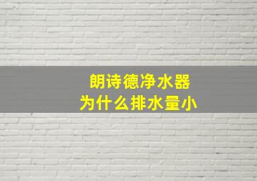 朗诗德净水器为什么排水量小