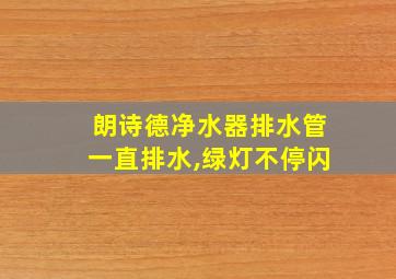 朗诗德净水器排水管一直排水,绿灯不停闪