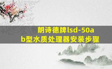 朗诗德牌lsd-50ab型水质处理器安装步骤