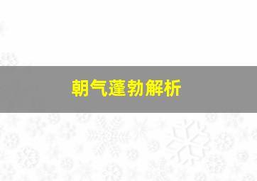 朝气蓬勃解析