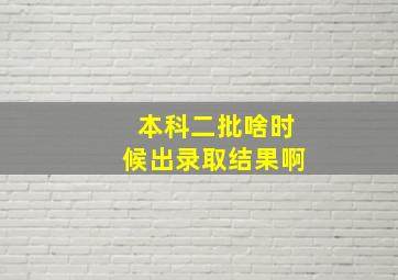 本科二批啥时候出录取结果啊