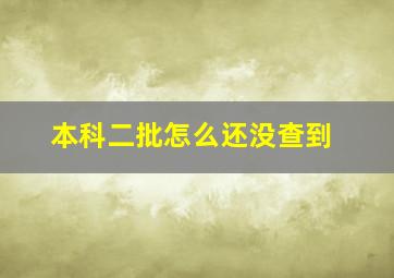 本科二批怎么还没查到