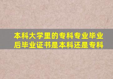 本科大学里的专科专业毕业后毕业证书是本科还是专科