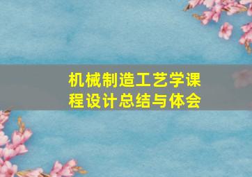 机械制造工艺学课程设计总结与体会