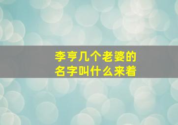 李亨几个老婆的名字叫什么来着