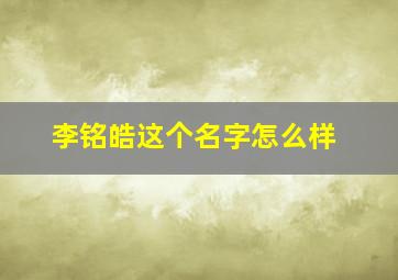 李铭皓这个名字怎么样