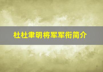 杜杜聿明将军军衔简介