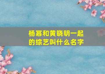 杨幂和黄晓明一起的综艺叫什么名字