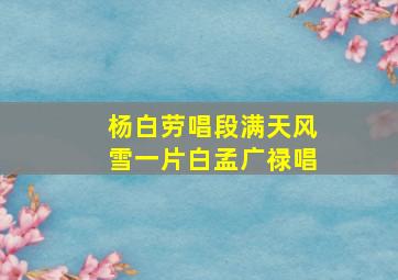 杨白劳唱段满天风雪一片白孟广禄唱