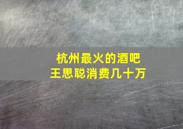 杭州最火的酒吧王思聪消费几十万