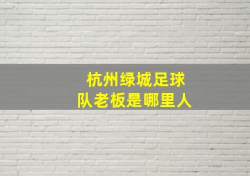 杭州绿城足球队老板是哪里人