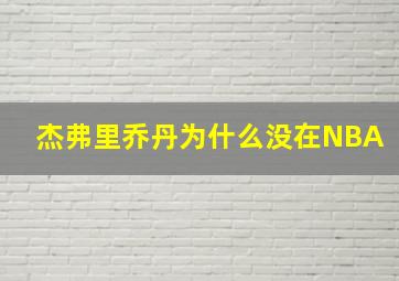 杰弗里乔丹为什么没在NBA