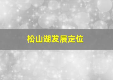 松山湖发展定位