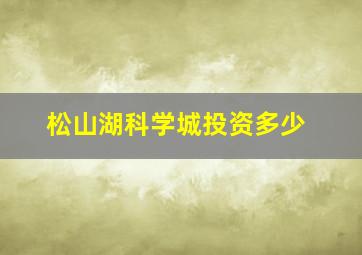 松山湖科学城投资多少