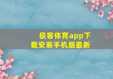 极客体育app下载安装手机版最新