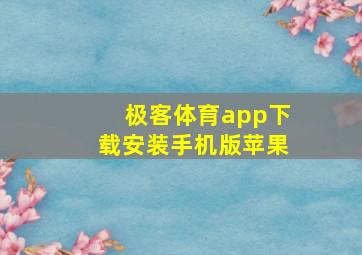 极客体育app下载安装手机版苹果