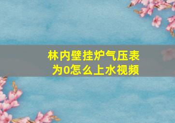 林内壁挂炉气压表为0怎么上水视频