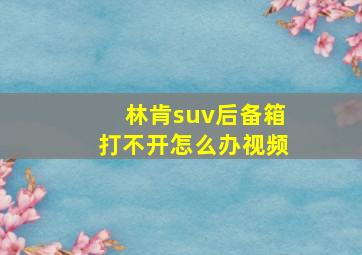 林肯suv后备箱打不开怎么办视频