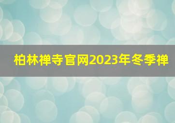 柏林禅寺官网2023年冬季禅