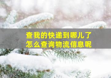 查我的快递到哪儿了怎么查询物流信息呢