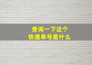 查询一下这个快递单号是什么