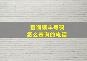 查询顺丰号码怎么查询的电话