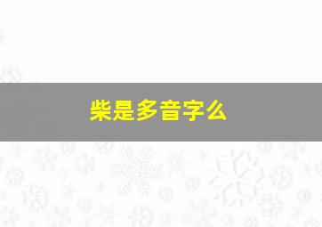 柴是多音字么