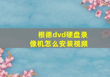 根德dvd硬盘录像机怎么安装视频