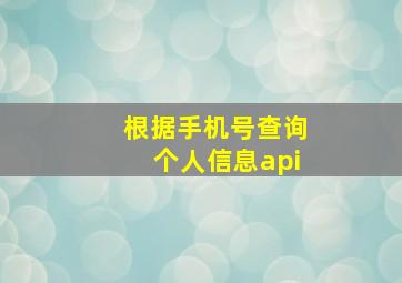 根据手机号查询个人信息api