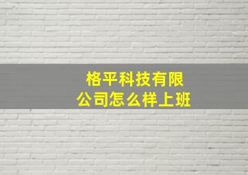 格平科技有限公司怎么样上班