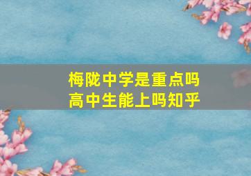 梅陇中学是重点吗高中生能上吗知乎