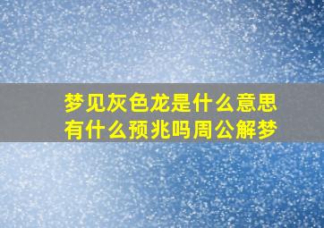 梦见灰色龙是什么意思有什么预兆吗周公解梦