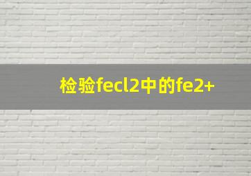 检验fecl2中的fe2+